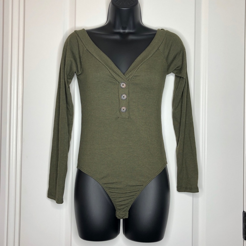 Olive Green Off Shoulder Bodysuit